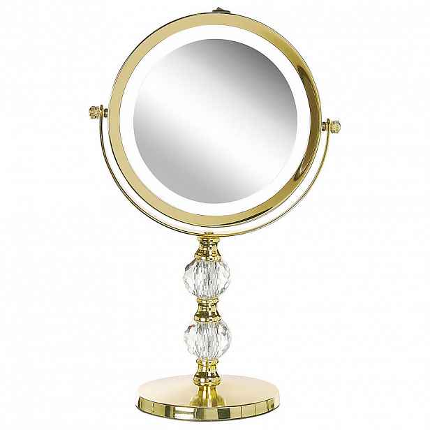 Beliani KOSMETICKÉ ZRCADLO zlaté s LED osvětlením 18 cm Claira