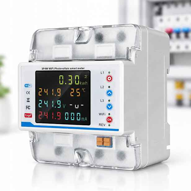 Měřič energie 3 fázový 100A WiFi Din 35 mm LCD obousměrný