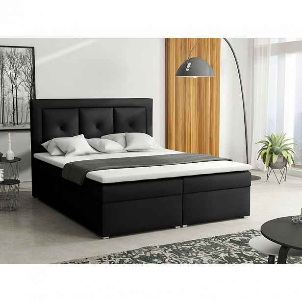 Manželská kontinentální postel 180x200 GOSTORF 2 - černá + topper ZDARMA