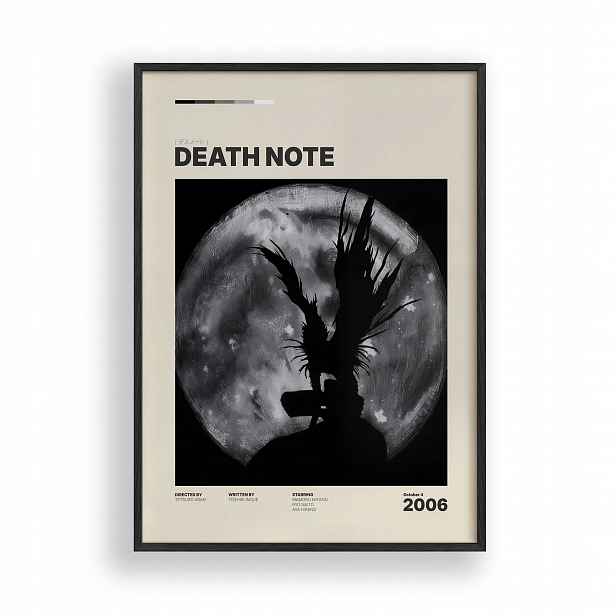 Obraz Death Note Ryuk Shinigami Plakát Rámeček Dřevěný Černý 30x42 cm