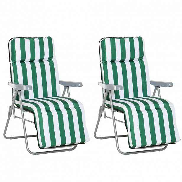 Outsunny LEHÁTKO, 5 poloh, ocel, polyester, pěna, zelená
