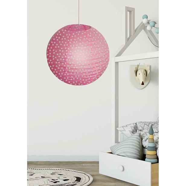 Papírové stínidlo na lampu růžové puntíkované koule 35cm Cocoon