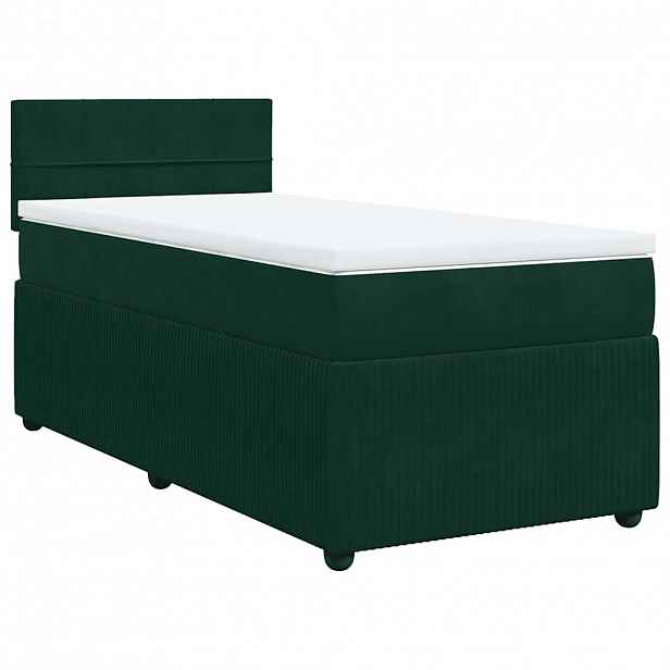 vidaXL Box spring postel s matrací tmavě zelená 100x200 cm samet