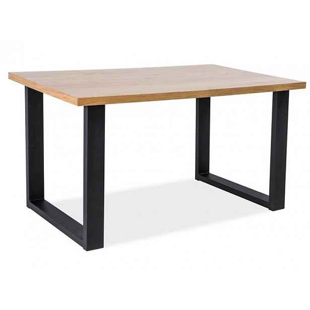 Černý konferenční stolek s dubovou deskou UMBERTO B 110x60