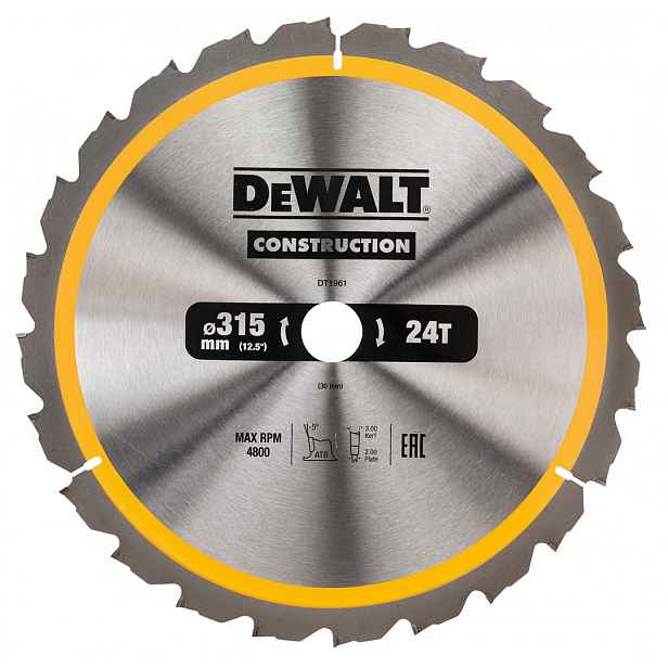 DeWalt DT1961 pilový kotouč na dřevo 315 mm 30 mm 24z
