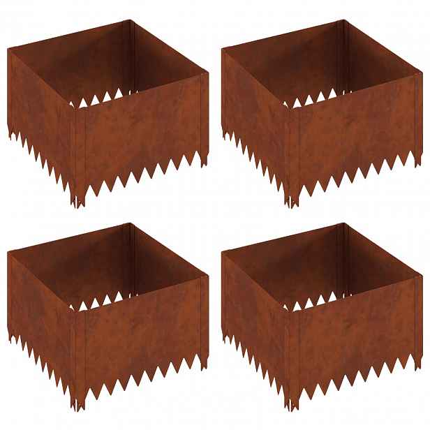 vidaXL Okraj trávníku 4 ks 60 x 60 x 35 cm Ocel Rezavá