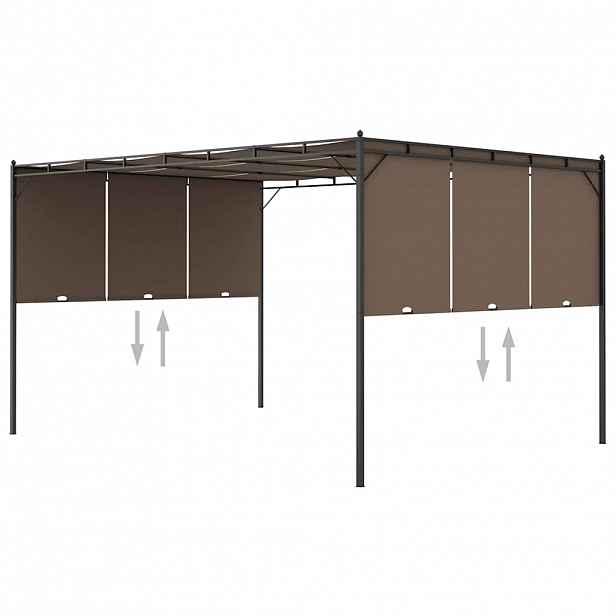 vidaXL Zahradní altán s bočním závěsem 4 x 3 x 2,25 m taupe