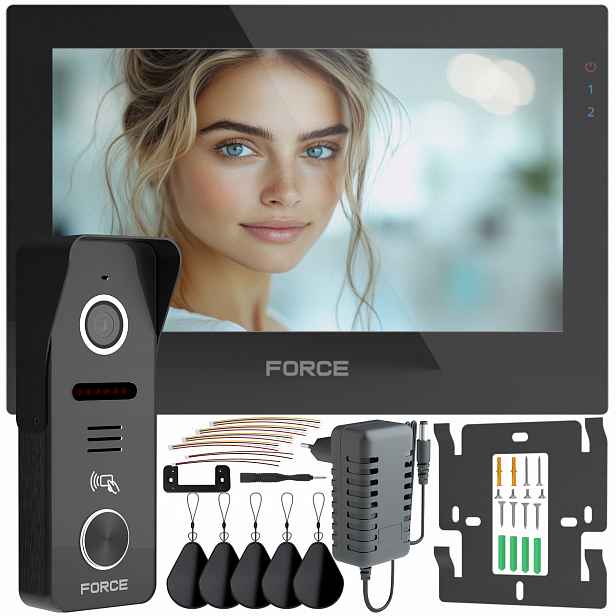 Videotelefon Force Prima Go Rfid 7" Černý Full Hd Čtečka Klíčenek Brána