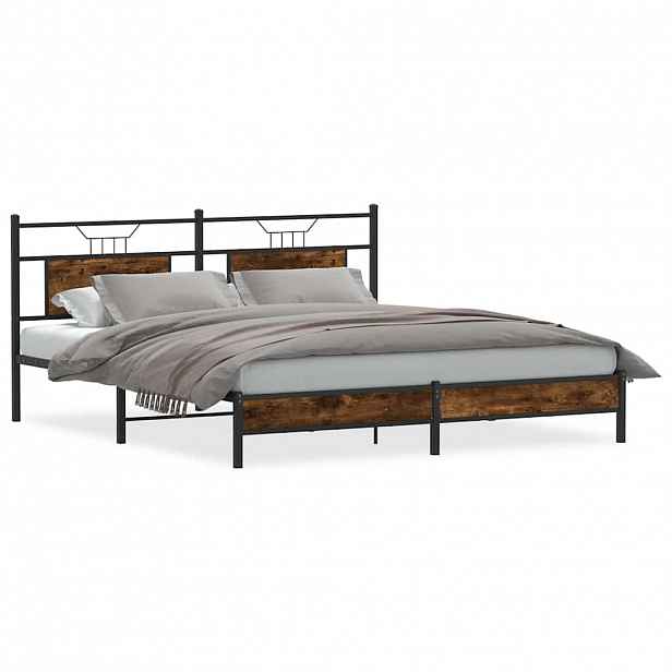 vidaXL Rám postele bez matrace kouřový dub 183x203 cm kompozitní dřevo