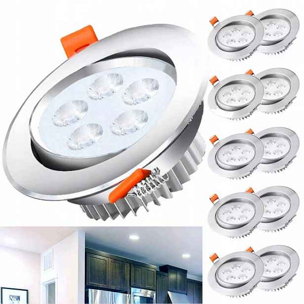 10 ks Led zapuštěné reflektorové svítidlo pod omítku, bílé, kulaté, 5 W, 500 lm