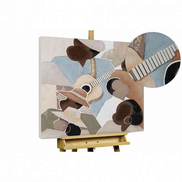 KUNSTLOFT RUČNĚ MALOVANÝ AKRYLOVÝ OBRAZ HNĚDÝ/BÉŽOVÝ, 80/80 CM