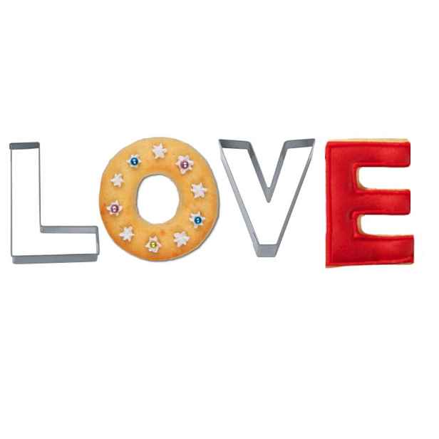Formičky Love 4 ks vykrajovátka na Valentýna, láska k masovým koláčkům