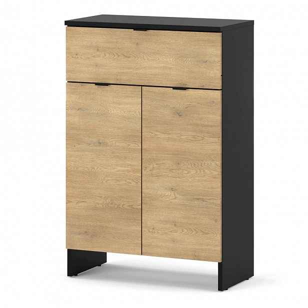 Komoda Se Zásuvkou 60 CM 2 Dvířka Černý Dub Cremona Skříňka Do Obývacího Pokoje Ložnice