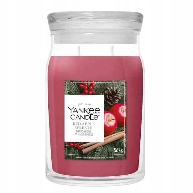 Yankee Candle Red Apple Wreath – velká vonná svíčka 567 g