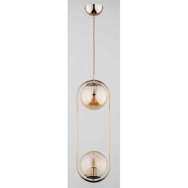 Závěsná lampa Alfa Oval zlatá, 2xE14, 80 cm, sklo/kov, moderní