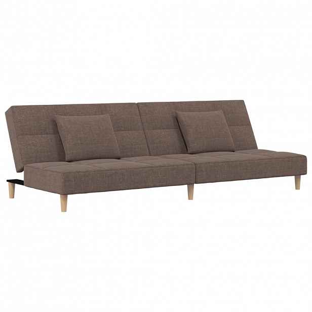 vidaXL 2místná rozkládací pohovka se 2 polštáři taupe textil