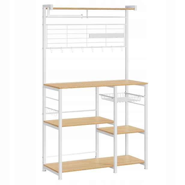 Pevná kuchyňská skříňka bílo-béžová s magnetickou lištou, 5 polic, 167,3 cm