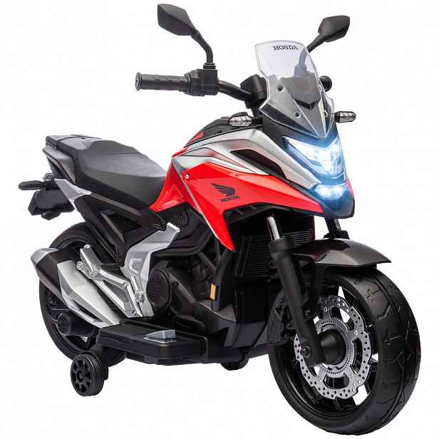 AIYAPLAY DĚTSKÝ elektrický motocykl, 12V dětský motocykl s MP3, USB, LED světlometem červený