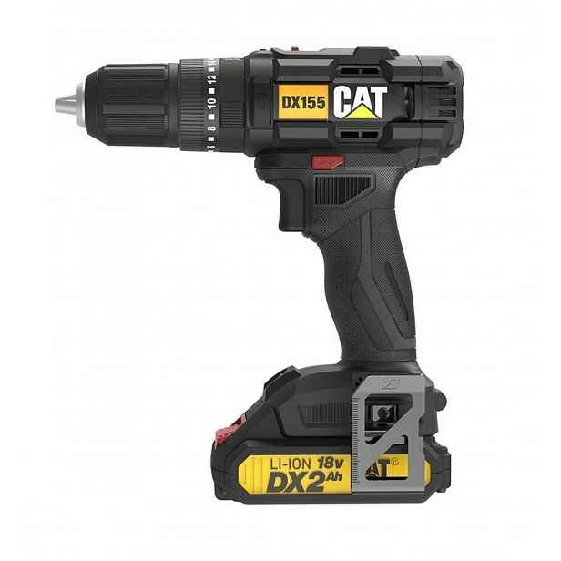 Caterpillar - 18V AKU vrtací šroubovák s příklepem, 1x aku Li-Ion 2,0 Ah, nabíječka DX155