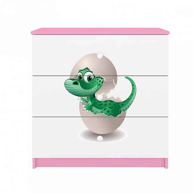 Dětská komoda Babydreams růžová - Dinosaurus