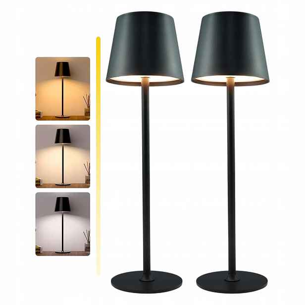 Sada 2 Led stolních lamp 5000 mAh Metal Bezdrátové Dotyk 8-12h Černá