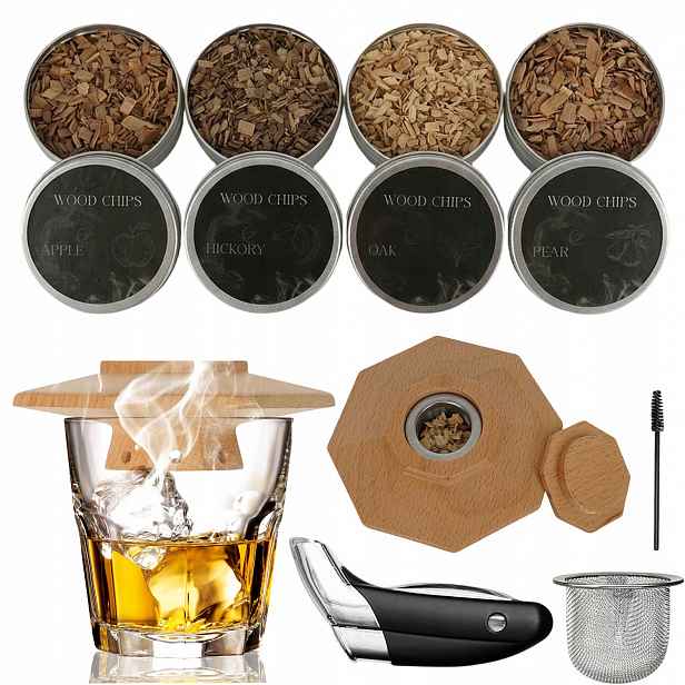 Sada Na Uzení Whisky Smoker S Barmanským Nářadím Jako Dárek XXL