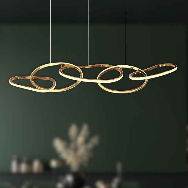 Závěsná lampa ANNELI, francouzské zlato, 45W LED, 3000K, bílý kryt