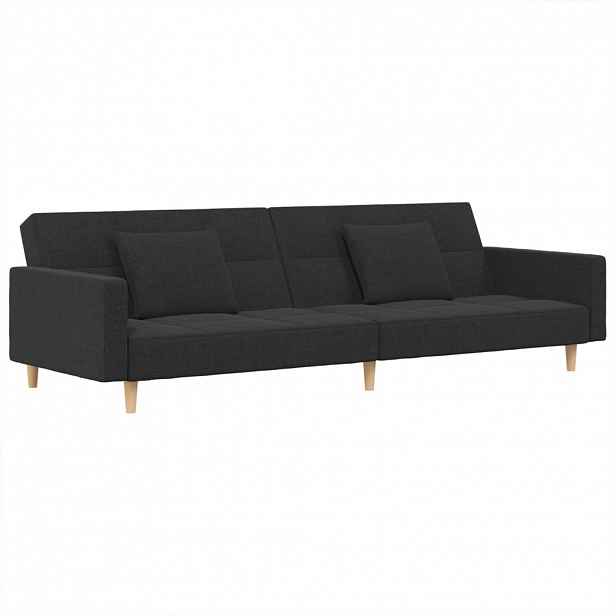 vidaXL 2místná rozkládací pohovka se 2 polštáři tmavě šedá textil
