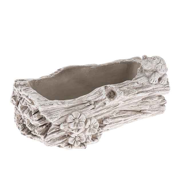 Betonový obal na truhlík Kmen s květinami šedá, 11 x 21 cm