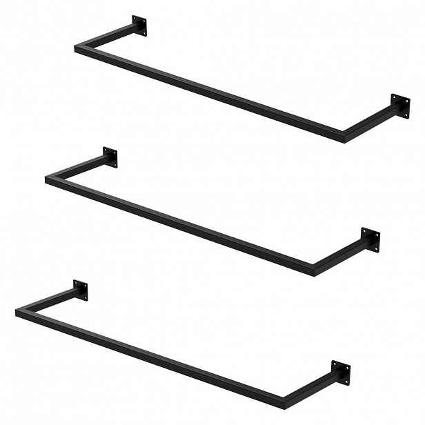 ML-DESIGN VĚŠÁK NA OBLEČENÍ, sada 3 ks, obdélníkový, výška 30 cm x šířka 110 cm, černý, z oceli