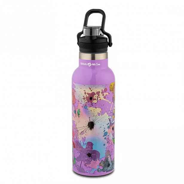 Ocelová cestovní lahev "We Care" šeřík 500 ml