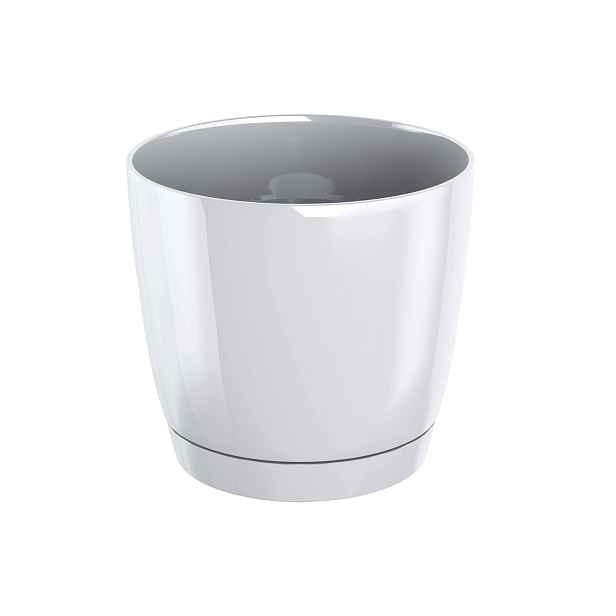 Prosperplast Květináč Coubi Round s miskou bílý, varianta 15,5 cm