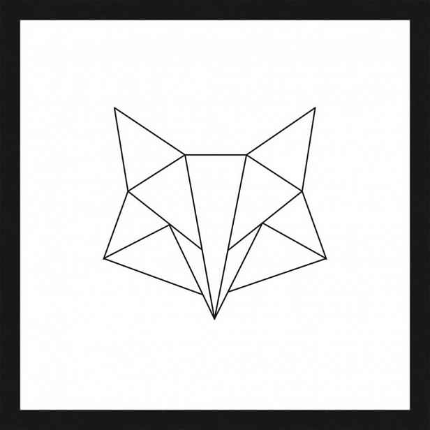 Rámovaný obraz Geometrická liška, 30x30 cm