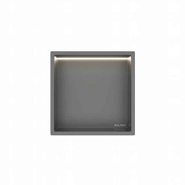 Wall-box One Vnitřní Police Gun Metal s Led 30x30x10 cm Hluboká Balneo