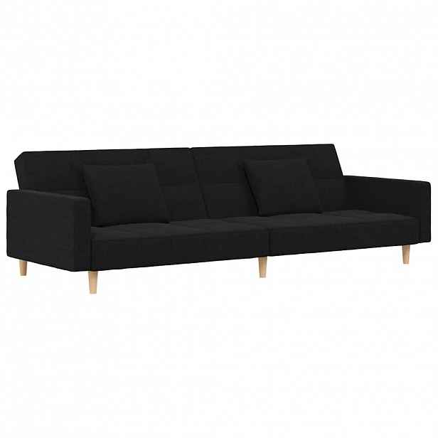 vidaXL 2místná rozkládací pohovka se 2 polštáři černá textil