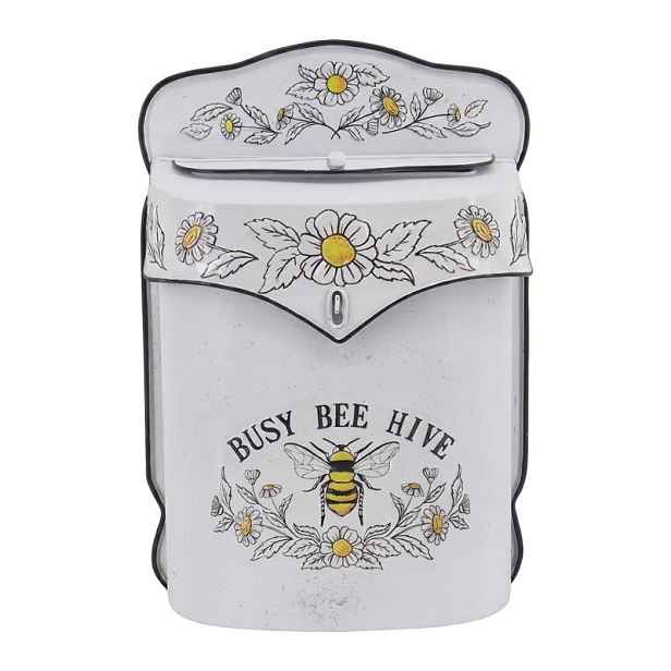 Krémová retro poštovní schránka s včelou Busy Bee Hive - 24*10*35 cm Clayre & Eef