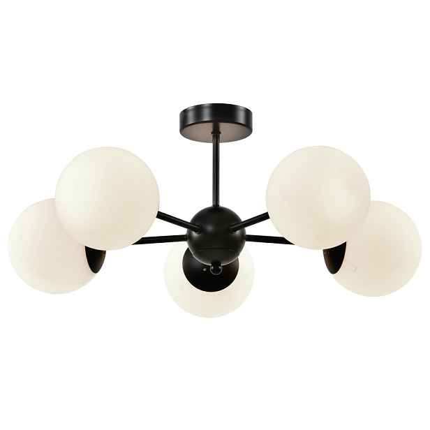 Závěsná lampa Calari černá 5x40W E14 bílé stínidlo