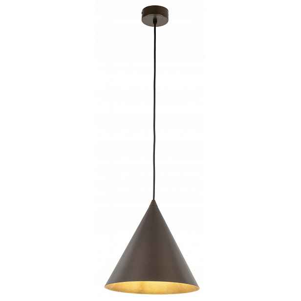 Závěsná lampa Cono Hnědá Kovová Stínidlo 1xE27 25 cm Stropní Svítidlo Obývací pokoj