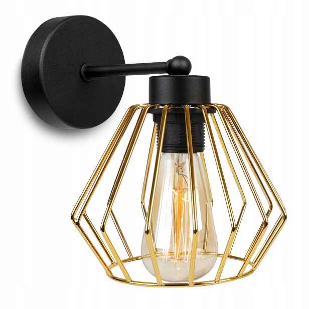 Elegantní Nástěnná Lampa Retro Drátěný Zlatý Loft