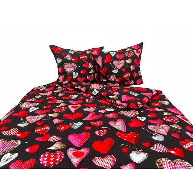 Krepové povlečení 160x200 lux 2582-1 srdce