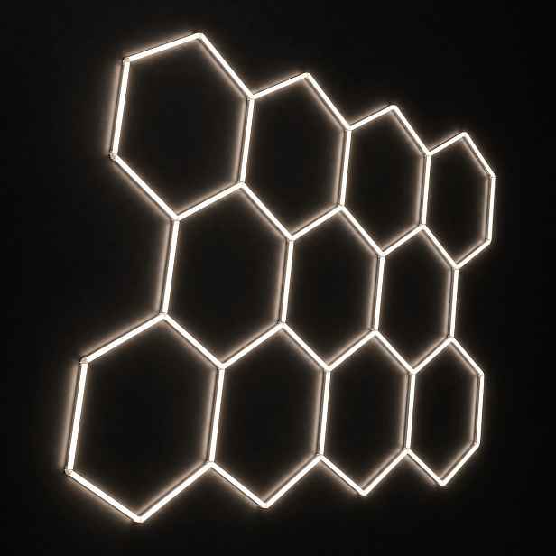 Stropní Svítidlo výkonný bílý Led 229x315cm 322W Hexagon 11 myčka aut 4000K