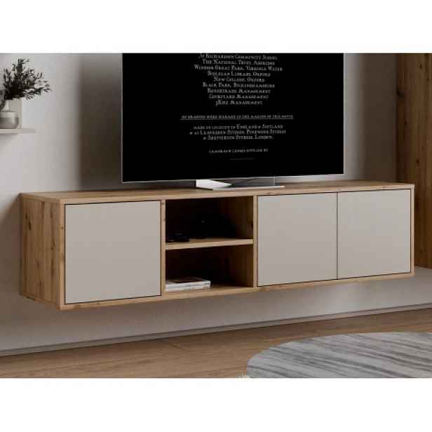 Závěsná TV skříňka Asko Living, 149,5 cm, béžová kašmír