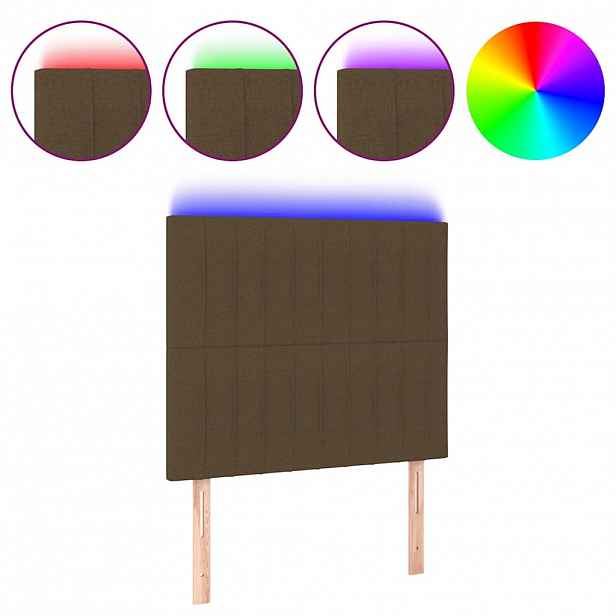 vidaXL Čelo postele s LED tmavě hnědé 90x5x118/128 cm textil