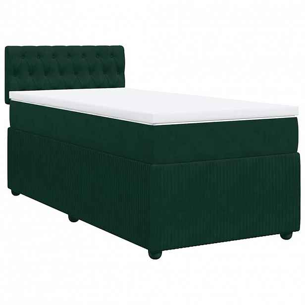 vidaXL Box spring postel s matrací tmavě zelená 100x200 cm samet