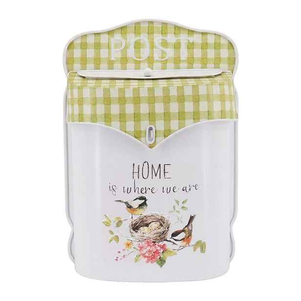 Bílá antik poštovní schránka s ptáčky Home - 24*10*35 cm Clayre & Eef