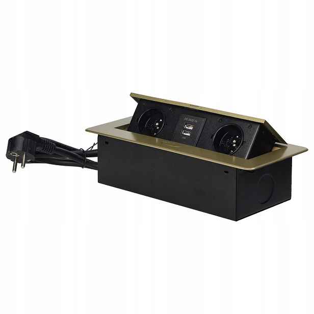 Zásuvka zapuštěná do pracovní desky 2x250V, 2xUSB