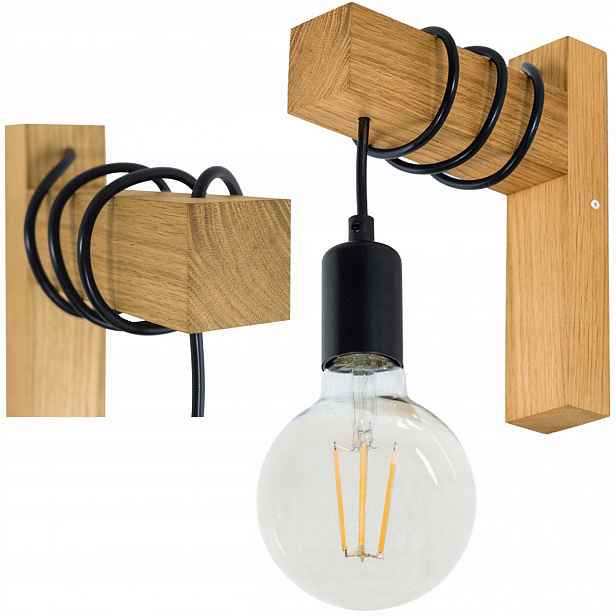 Nástěnná Led lampa E27 Dubová Loftová ložnice na omítku nad zrcadlo