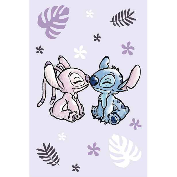 Fialová fleecová dětská deka 100x150 cm Lilo a Stitch "Purple" – Jerry Fabrics