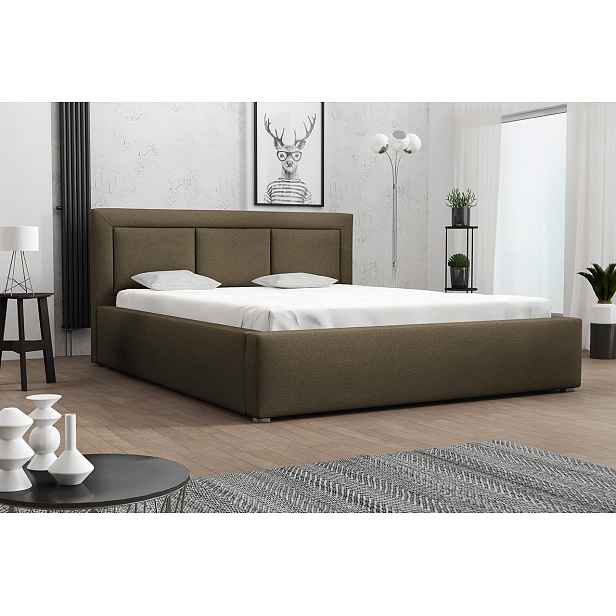 Manželská postel s úložným prostorem a roštem 140x200 GOSTORF 3 - hnědá