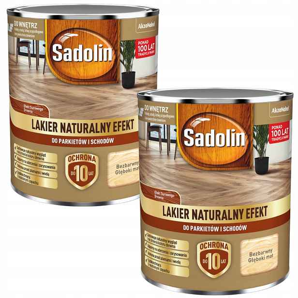 Set Sadolin Lak 2x4,5 Přírodní Efekt Na Parkety A Schodiště Mat 9L